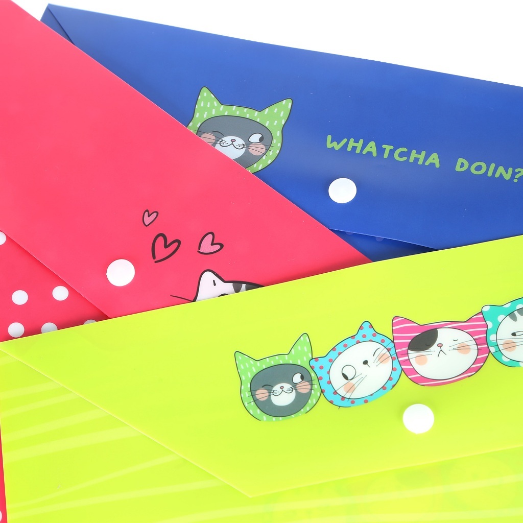 M&G "SO MANY CATS" A4 0.2mm PP Button File Bag