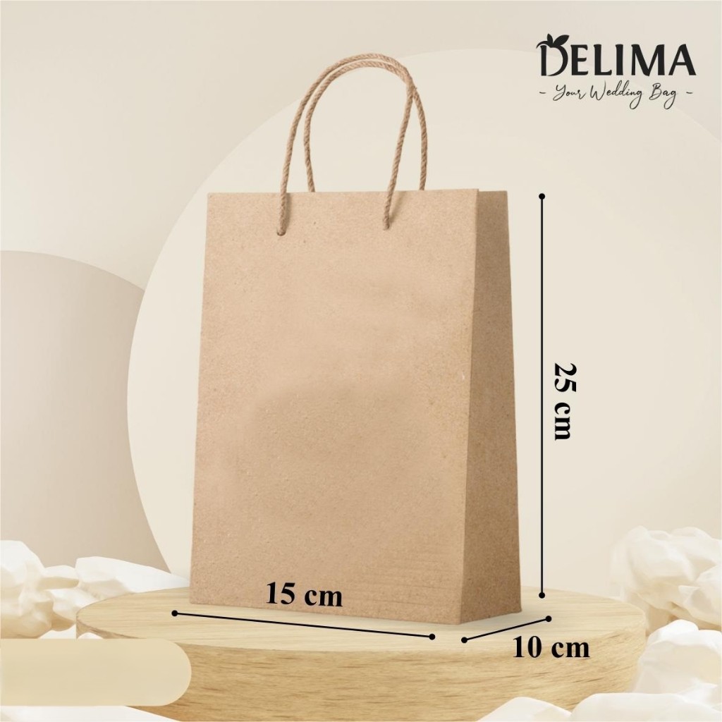 MINIMAL PLAIN KRAFT PAPER BAG - KRAFT COLOR PAPER BAG MINIMUM 24 ชิ้น