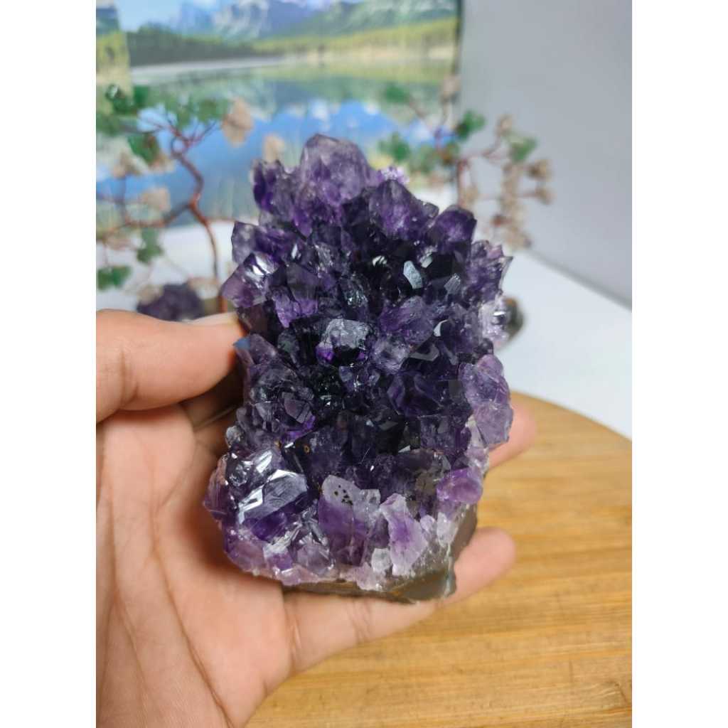 Natural Amethyst Quartz Geode Druzy Uruguya Cluster Thin base (4)
