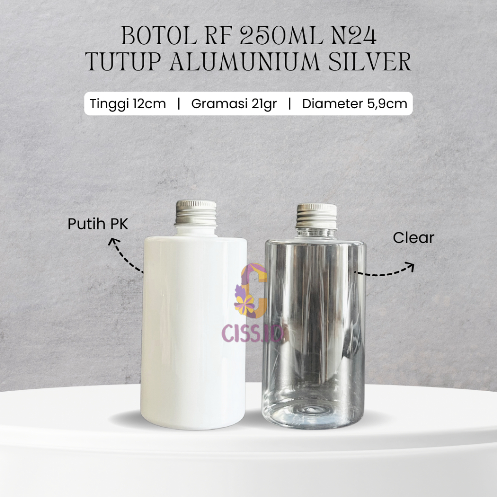 RF250ML BOTTLE N24 NECK 24 CAP ALUMINIUM SILVER TREADED LIQUID DETERGENT PACKAGING LIQUID GEL