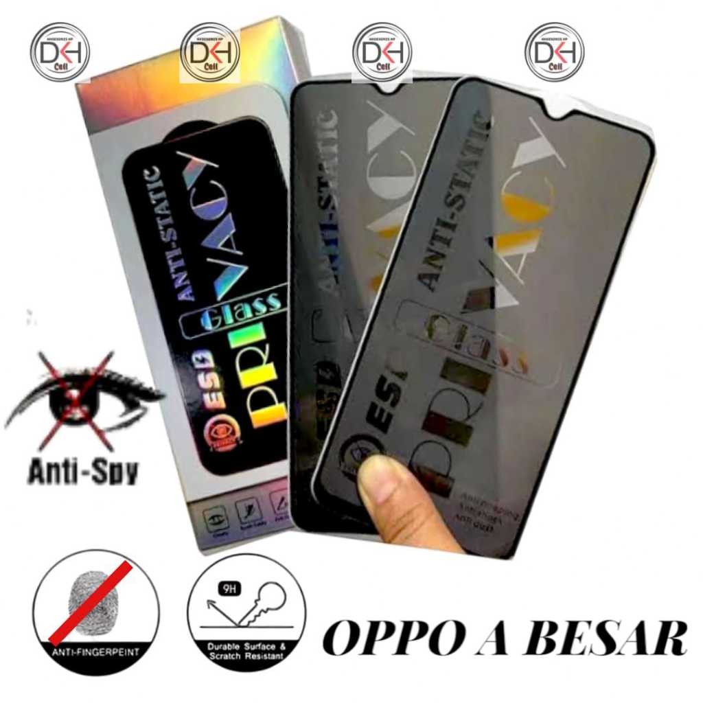 HP กระจกนิรภัย FULL PRIVACY แก้ว ESD TG anti spy anti static OPPO A32 A33 A36 A38 A52 A53 A53S A54 A