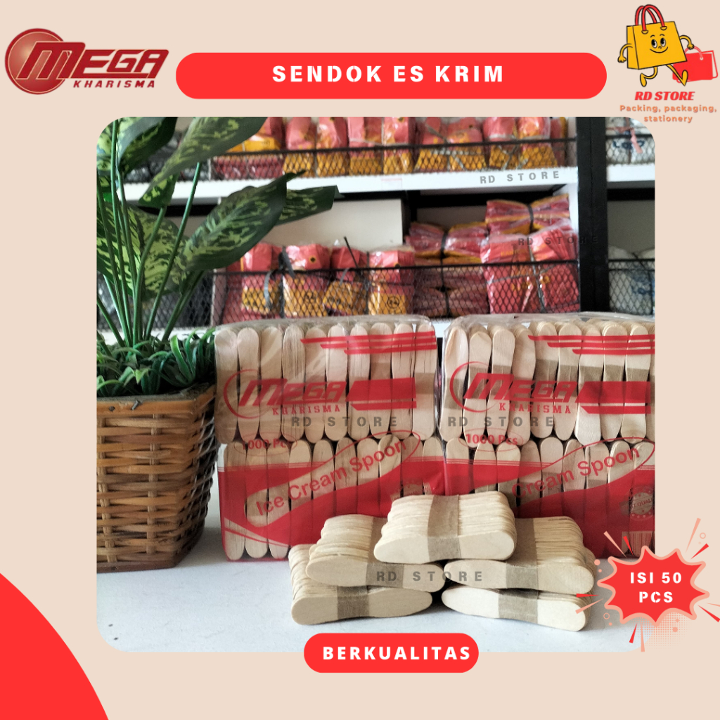 ไอศกรีม WOODEN SPOON CONTENTTS 50 ชิ้น ICE CREAM WOODEN SPOON ICE CREAM SPOON ICE CREAM WOODEN SPOON