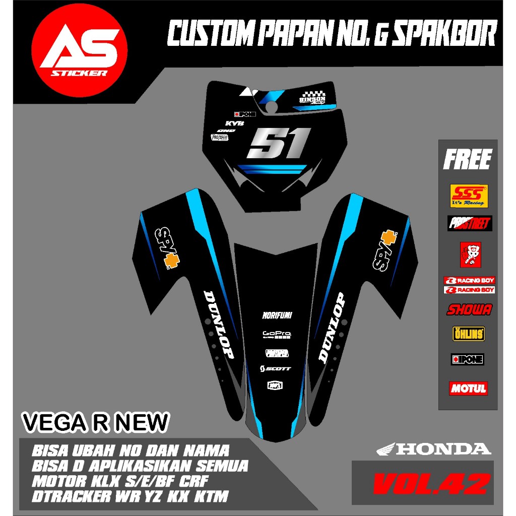 VEGA R ใหม่ DECAL สติกเกอร์ START NUMBER BOARD + ด้านหน้า SPAKBOR MOTORCYCLE YZ 85 CRF KLX 150 KLX B
