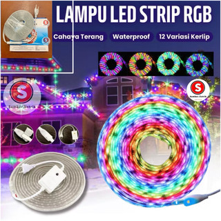 Lampu LED STRIP SELANG 2835 /220V OUTDOOR RGB/LED strip warna-warni Garansi Lampu Strip Merah Putih LED Selang 10M Paket Lengkap AC 220V Lampu Hias Agustus