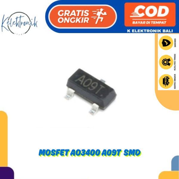 MOSFET AO3400 A09T SOT-23 30V 5.8A ทรานซิสเตอร์ Mosfet AO 3400 AO3400A SMD SMT 1 N-Channel
