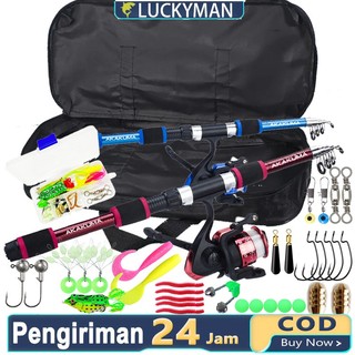 LUCKY MAN joran pancing full set pancing satu set pancingan 1 set lengkap murah joran pancing 1,5M1,8M 2,1M dengan reel pancing dengan tas pancing dan aksesoris pancing set lengkap