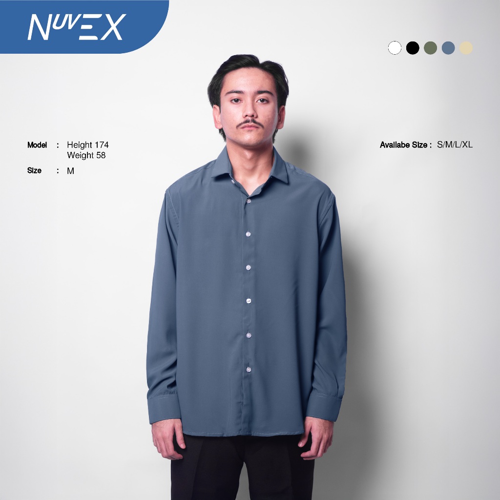 BYWAY - Flow LS Regular Collar Steel Blue