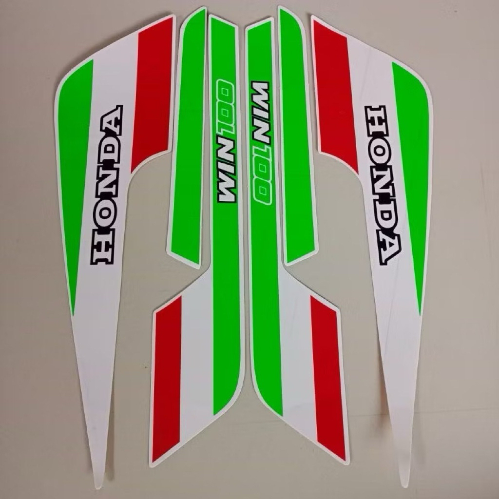 MERAH HIJAU Striping สติกเกอร์ รายชื่อเสา รถมอเตอร์ไซด์ honda win 100 91 1991 รายการสติกเกอร์มาตรฐาน