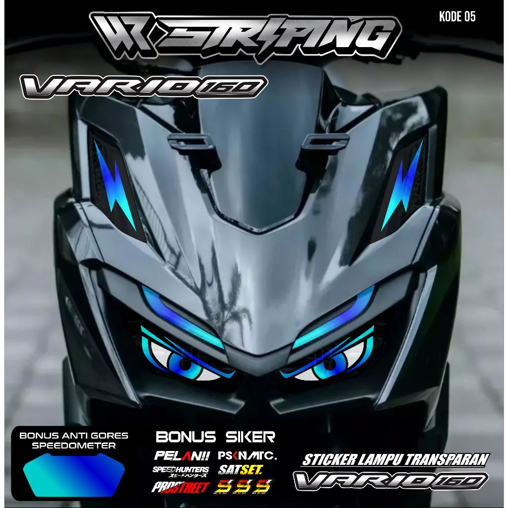 Vario 160 ใหม่สติกเกอร์ไฟหน้ารถจักรยานยนต์ - Vario ไฟหน้าสติกเกอร์คิ้วด้านหน้า Bonus Anti-Scratch Speedometer WR 05