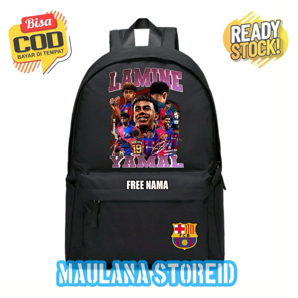 Lamine Yamal Barcelona Adult Backpack/กระเป๋าเป้แล็ปท็อป Lamine Yamal ล่าสุดชื่อฟรี
