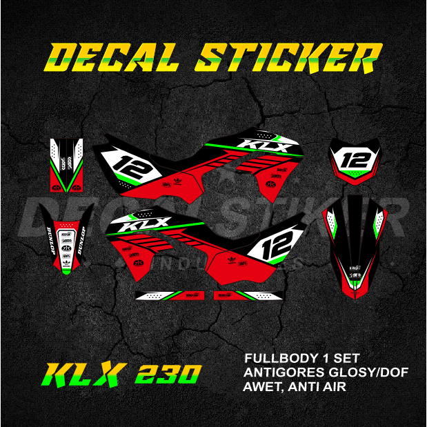 HIJAU UNGU MERAH DECAL STICKER KLX 230 R FULLBODY (014) DECAL STICKER LX SE SM 2019 2020 2021 2022 2
