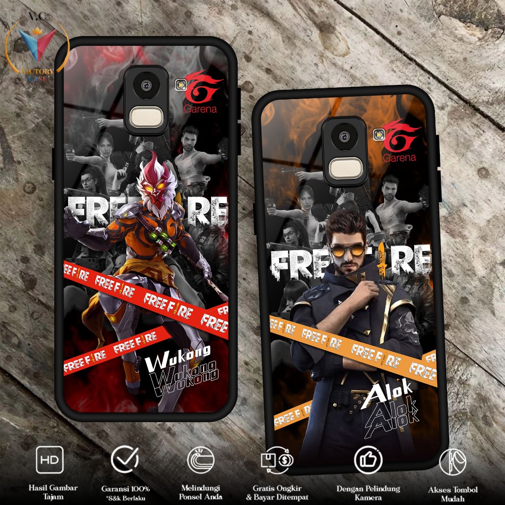 พรีเมี่ยมสําหรับ SAMSUNG J6 2018 FF Motif Glossy Casing Glass Softcase Anti-Fungus