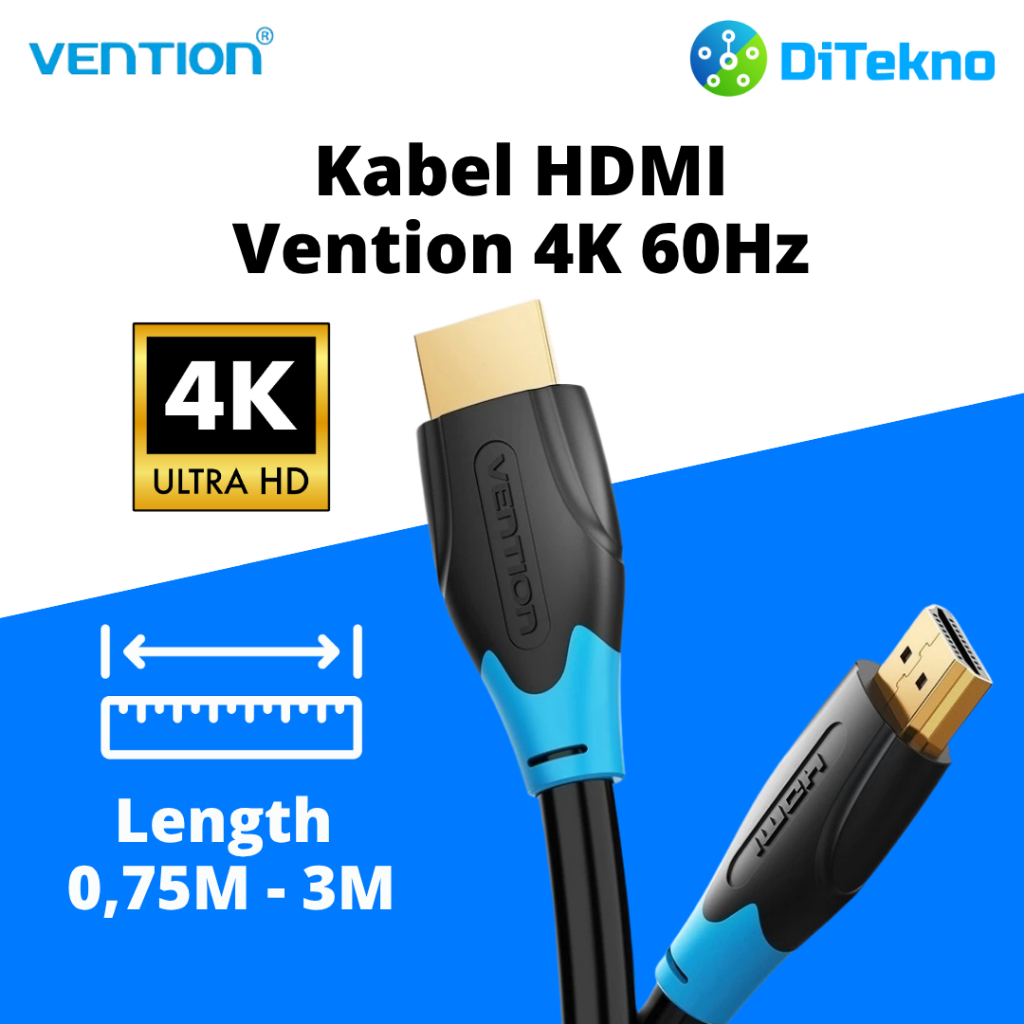 Vention สาย HDMI 4K 60Hz ขนาด 0.75 1 1.5 2 3 เมตร