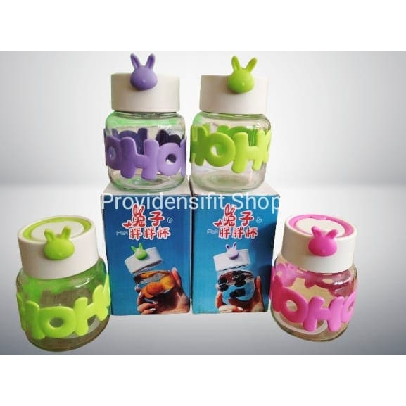 HOHO ขวดน้ําดื่มแก้ว 300 มล. + กล่อง / ขวดฝายาง HOHO สีสันสดใส