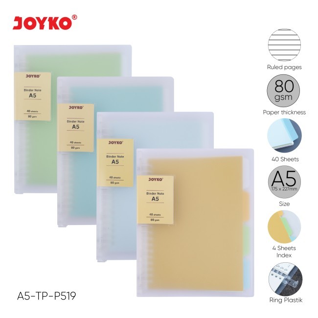 Binder Note A5 Joyko TP-P519 ปกสุนทรียศาสตร์ / Binder A5 ปกโปร่งใส / Binder Book A5