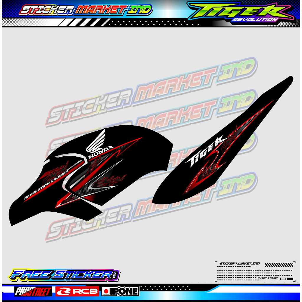 HONDA TIGER REVO VARIATION STRIPING - FIRE STYLE / HONDA TIGER REVO MOTORCYCLE LIST STICKER