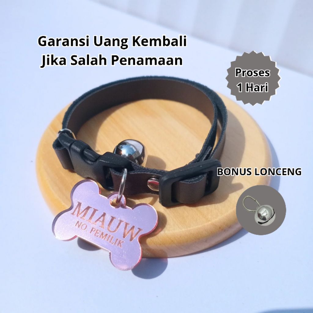 สร้อยคอแมวหนังแบบกําหนดเอง NAME ACRYLIC PENDANT ROSEGOLD BONE