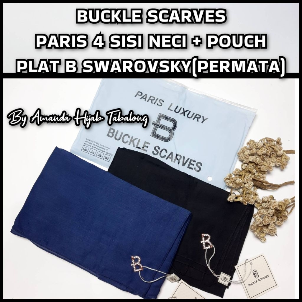 Paris Hijab 4 ด้าน neci BUCKLE SCARVES PLAIN PLATE B SWAROVSSKY PACKING POUCH/ Old school Paris/Pari
