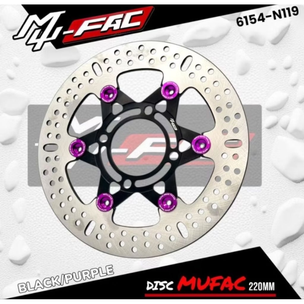 แผ่นดิสก์ด้านหน้า MUFAC N119 220 มม. 4 สีดําชุดลอยแผ่นดิสก์เบรค MUFAC MU-FAC 220 มม.ลอย CNC