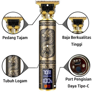 Alat Cukur Kumis Dan Jenggot Mesin Potong Rambut Alat Mesin Cukur rambut elektrik Vintage T9 dragon
