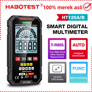 HABOTEST HT125/HM901 Multimeter Digital Pintar Mode Manual Dan Otomatis 600V AC/DC Voltmeter True RMS NCV Pengukur Tegangan dengan Senter LED