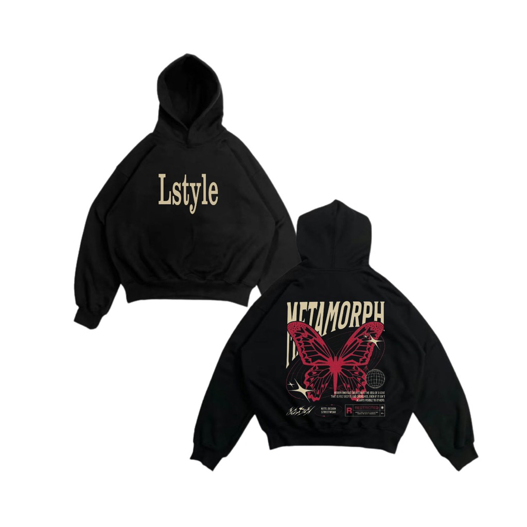 LS LS LS LS LS LS LS | เสื้อฮู้ด BOXY ขนาดใหญ่ 300gsm | เมธามอร์ฟ
