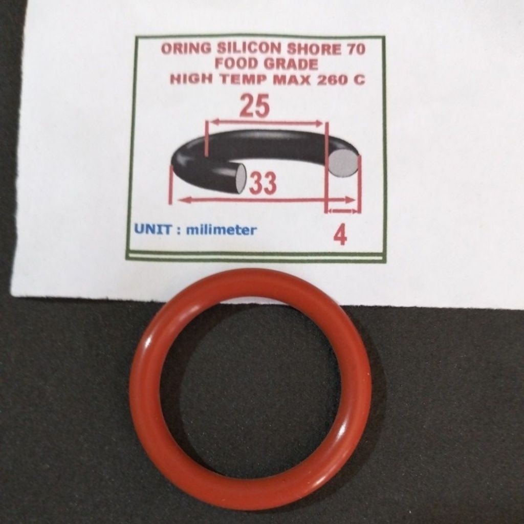 Oring silicon 4 x 25 x 33 mm hore 70 max temp 260 เกรดอาหาร