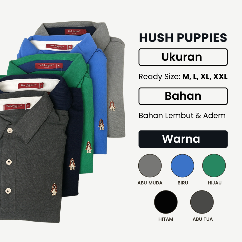 เสื้อโปโลผู้ชายสไตล์ Hshpppies วัสดุยืดพรีเมี่ยมนุ่ม เสื้อคอปก CMT ดั้งเดิม