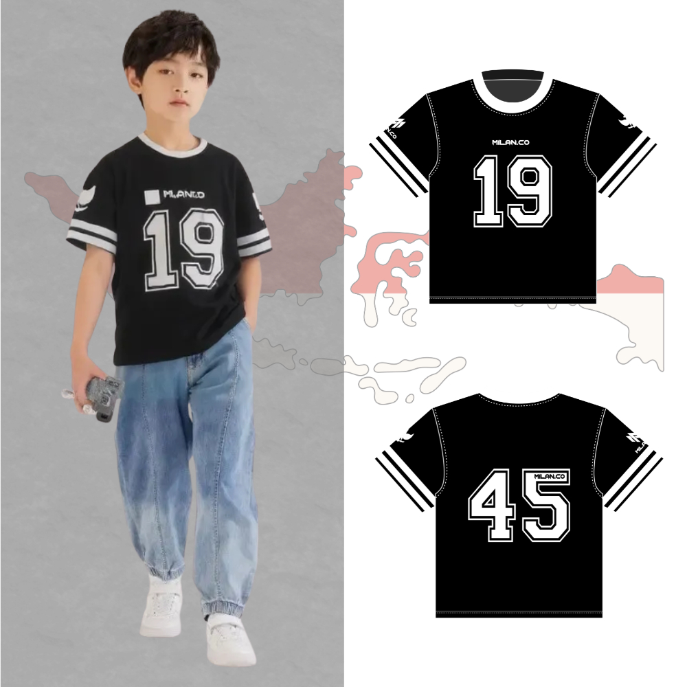 เสื้อยืดกีฬา MILANOCO Jarsey สําหรับเด็กชายและเด็กหญิง 3-14 ปี Premium