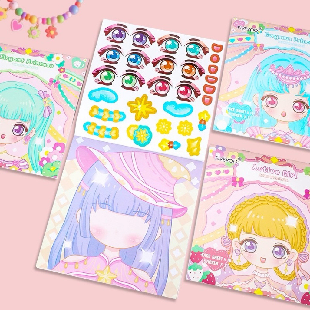 DIY GERIAS สติ๊กเกอร์สีเต็ม MAKEUP STICKERS / CHARACTER MAKEUP STICKERS / BOOKS / CUTE CHARACTER CHI