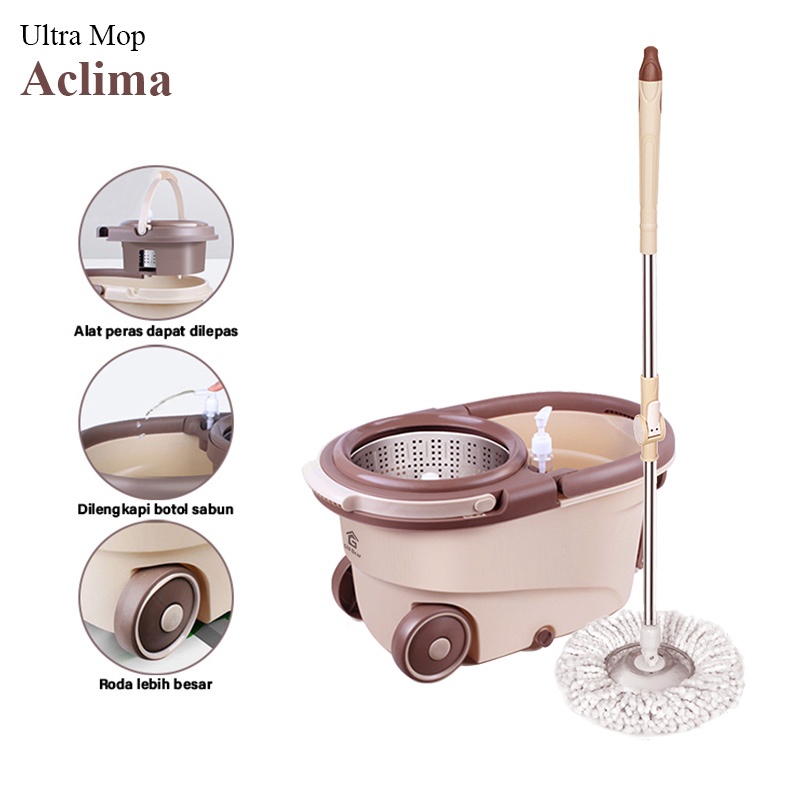 Shop.Eazy Practical Spin Mop 1026 Ultra Mop Alima Multifunction Jumbo มีล้อ