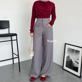 NADDA - ZOU STRIPE PANTS / celana panjang wanita loose straight kulot