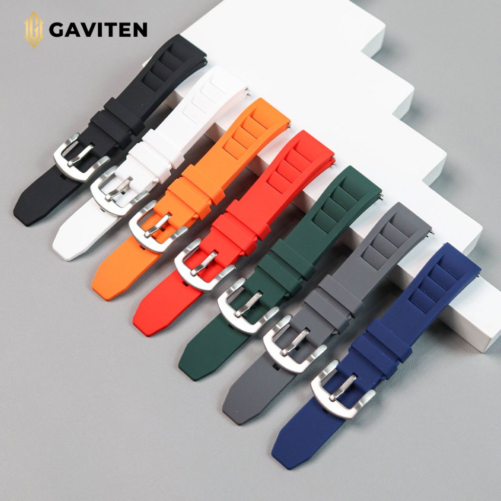 GAVITEN สายนาฬิกายางลายทางสําหรับผู้ชาย 18MM 20MM 22MM Quick Release