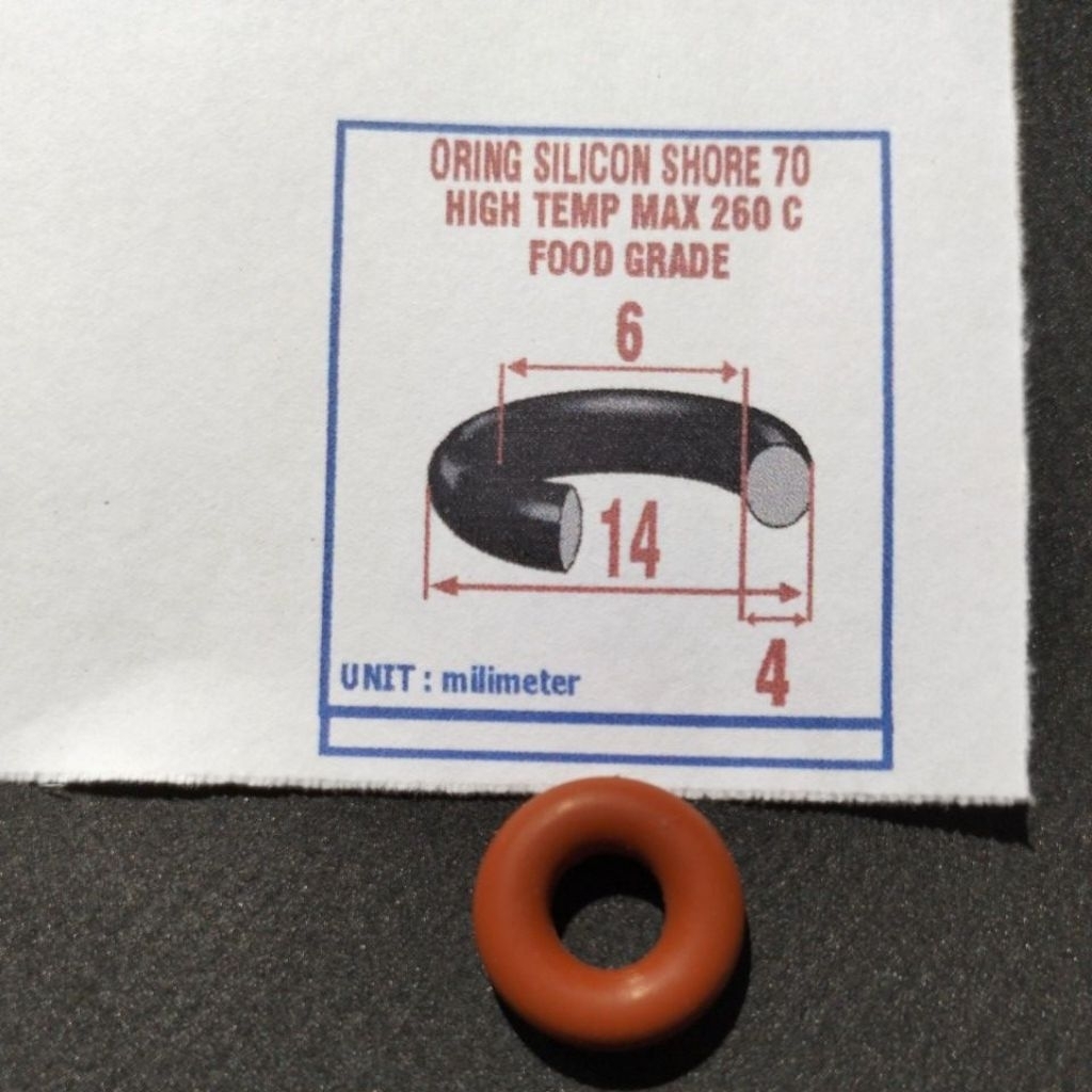 Silicon oring 4 x 6 x 14 mm hore 70 max temp 260 เกรดอาหาร