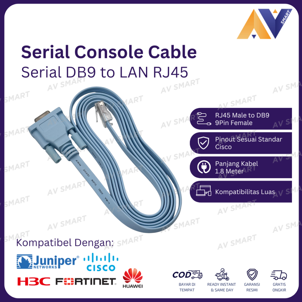 Cisco Series DB9 RS232 Female to RJ45 LAN Console Cable 1.8M 1.8 เมตร