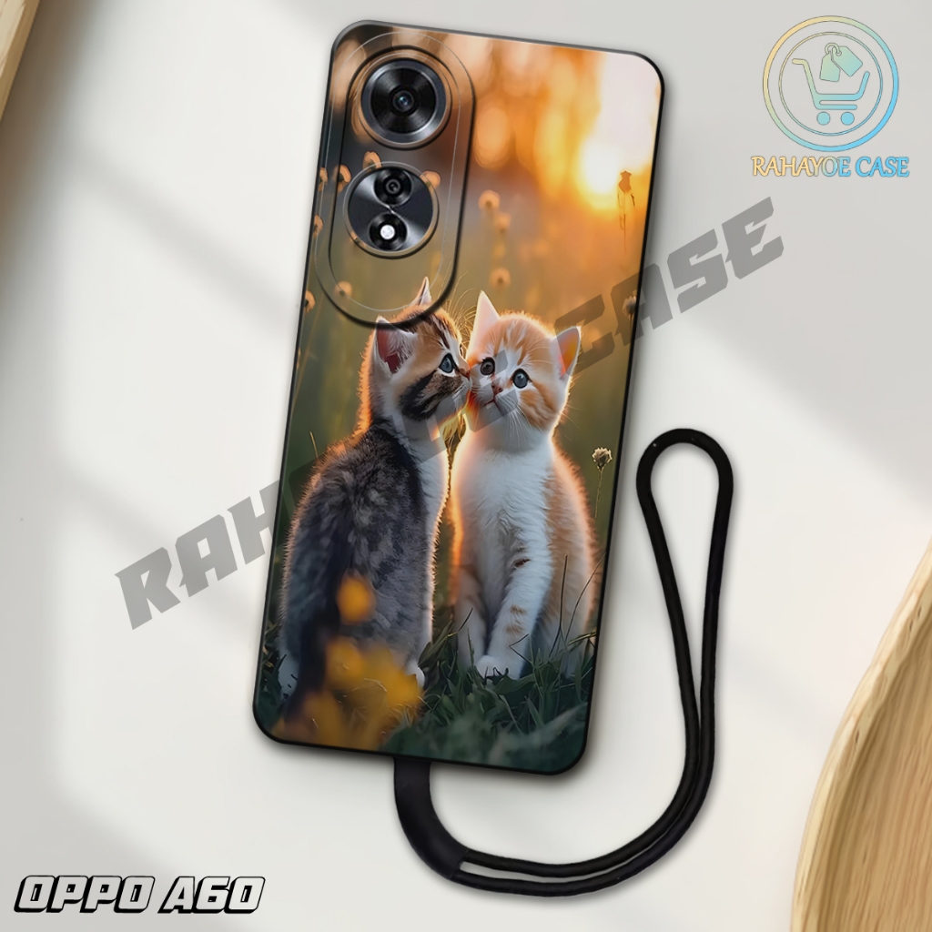 J10 - ล่าสุด Oppo A60 4G Softcase 2024 - A60 4g pro กล้อง softcase - CAT motif - วัสดุยางยืดหยุ่น - 