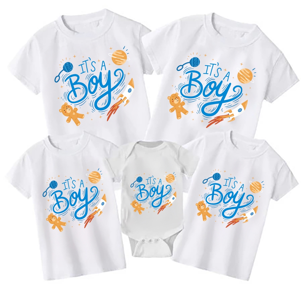 Herlin Collection_Kaos Couple Family Birthday Boy Girl BABY SHOWER ITS A BOY ROCKET PLANET BEAR Cute