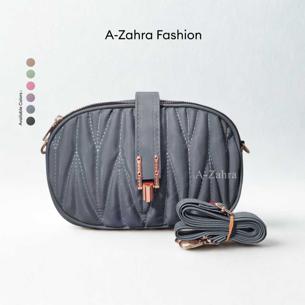 A-ZAHRA 2019 EMBROIDERED MOTIF SLING BAG / 2-ZPPER SLING BAG / ADJUSTABLE STRAP BAG / CATAPULT HOOK 