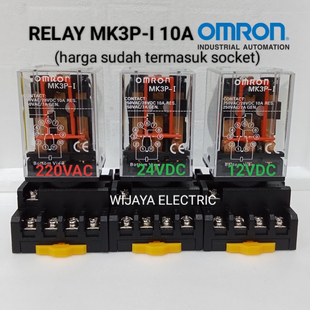 Omron mk3 mk3p 24v mk3p-i 24vdc 11 ฟุต 10a รีเลย์รวมซ็อกเก็ต