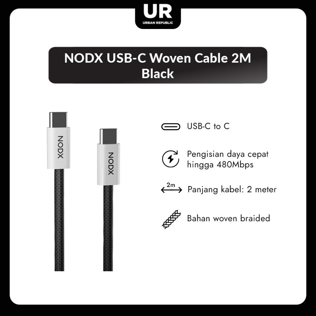 NODX สายทอ USB-C 2M - สีดํา