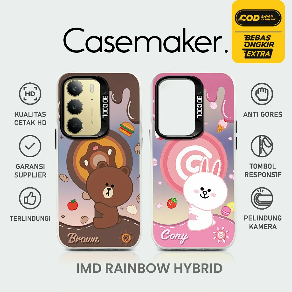 (RBW07) กรณี IMD HYBRID PLATE RAINBOW HOLOGRAM REALME 14 Pro Plus 13 12 11 10 9 9i 8 8i 7i 6 5 C75 C