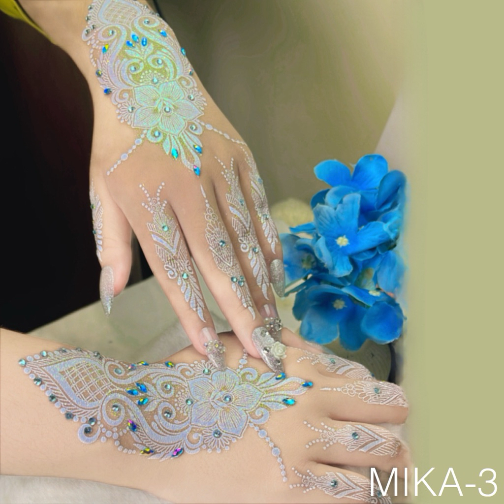 [MIKA 3] INSTANT WHITE HENNA สําหรับ BRIDAL PAIR ซ้ายขวา