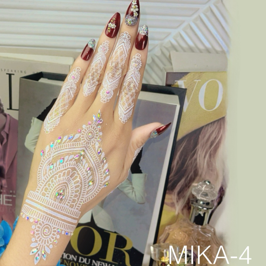 [MIKA 4] INSTANT WHITE HENNA สําหรับ BRIDAL PAIR ซ้ายขวา