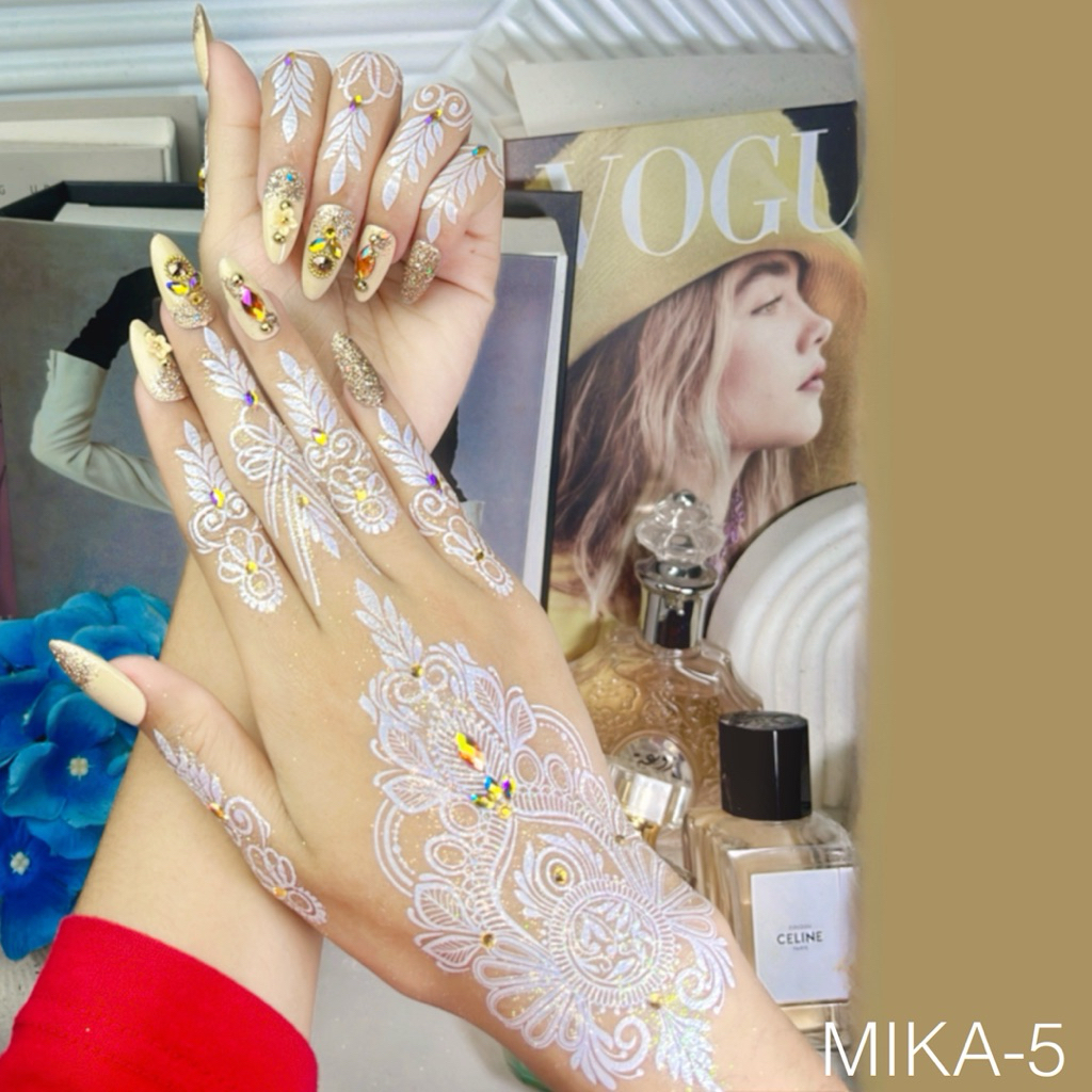 [MIKA 5] INSTANT WHITE HENNA สําหรับ BRIDAL PAIR ซ้ายขวา