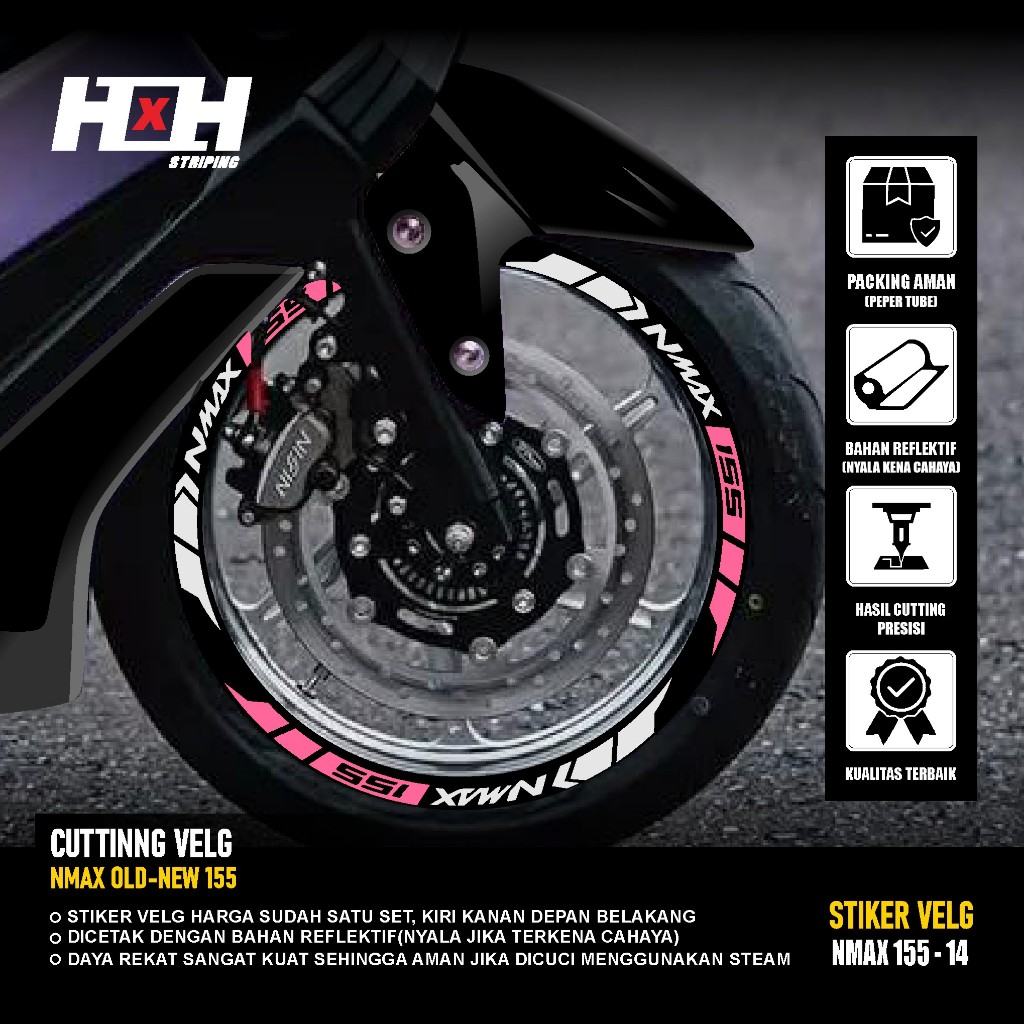 สติ๊กเกอร์ตัด yamaha Nmax 155 turbo เชื่อมต่อ Rim Variation Strip สติกเกอร์ 14