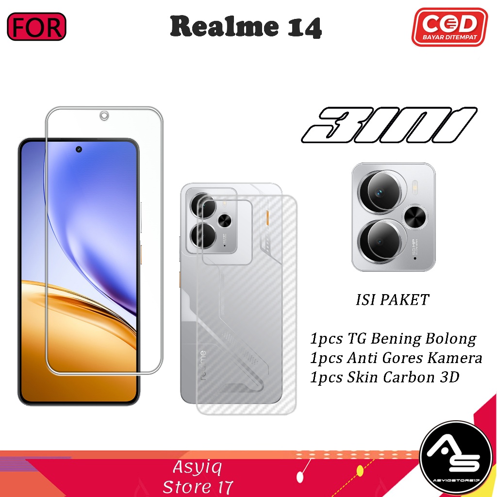 3IN1 Anti-Scratch Clear Premium Perforated Package สําหรับ Realme 14 C17 C55 C65 4G 5G C67 4G C75 GT