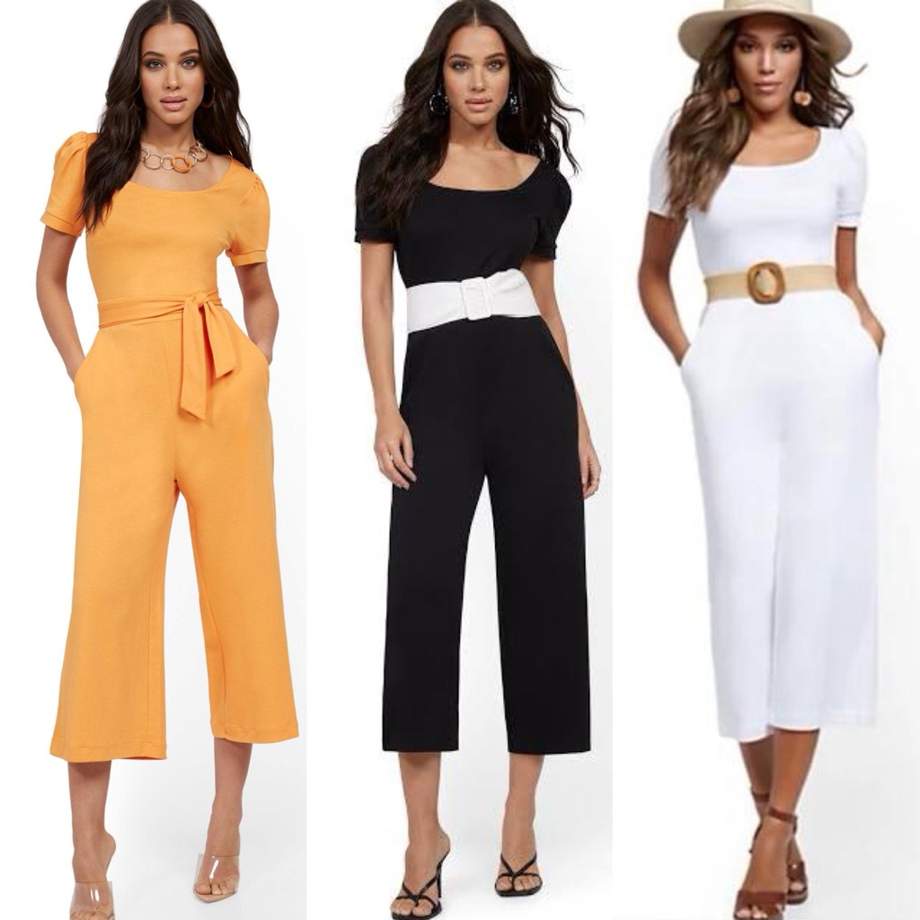 ชุดจั๊มสูทคอปกพัฟแขนสั้นผู้หญิง J22