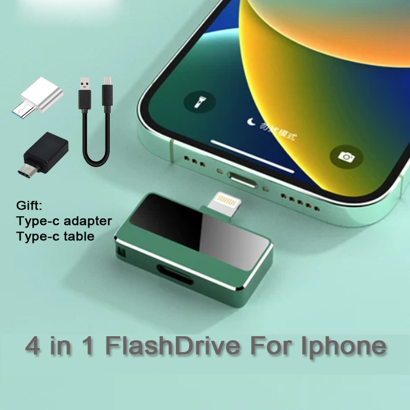 FlashDrive 4 in 1 สําหรับiPhone 15/16 series,2TB Flash disk OtgสําหรับIphone 14/13/12/11 pro max,1TB
