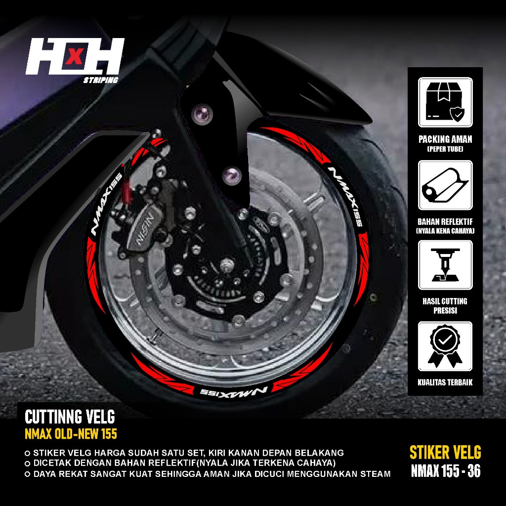 สติ๊กเกอร์ตัด yamaha Nmax 155 turbo เชื่อมต่อ Rim Variation Strip สติกเกอร์ขอบยาง 36