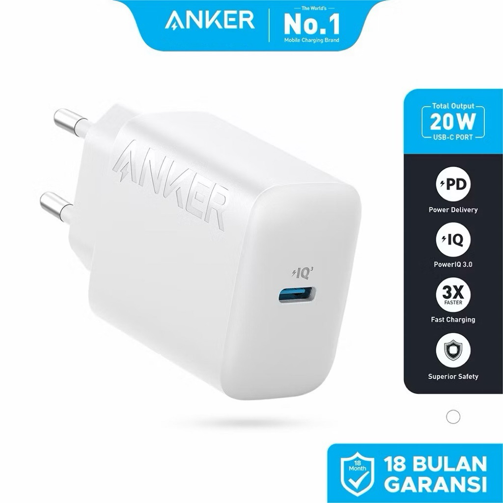 ANKER WALL ADAPTER CHARGER 20W TYPE C ชาร์จเร็ว